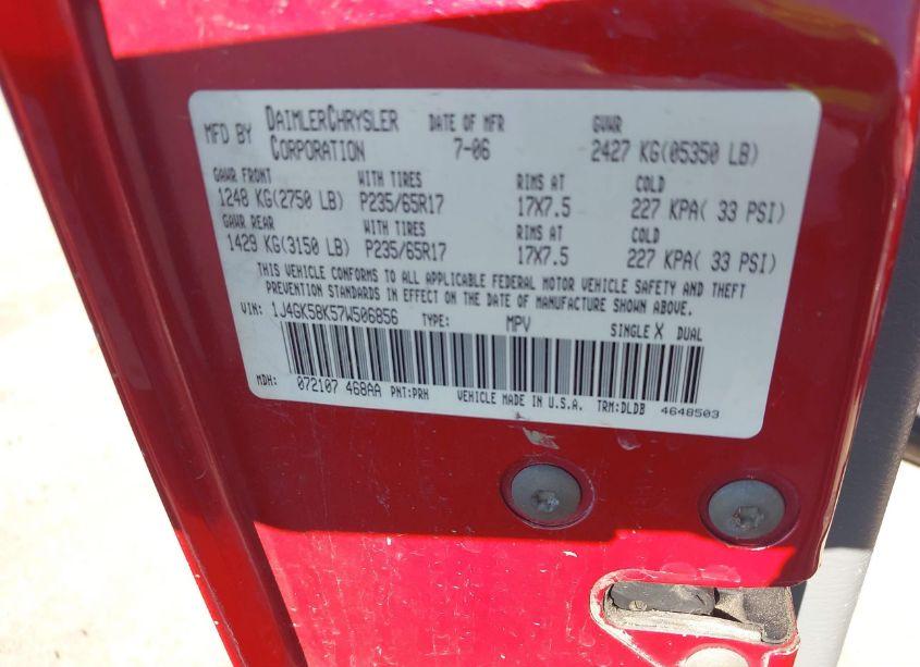 Photo 9 of 2007 Jeep Liberty LIMITED EDITION (VIN 1J4GK58K57W506856)