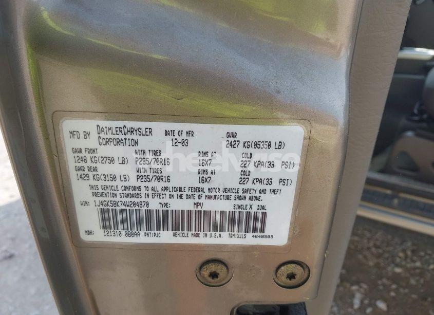 Photo 9 of 2004 Jeep Liberty LIMITED EDITION (VIN 1J4GK58K74W204870)