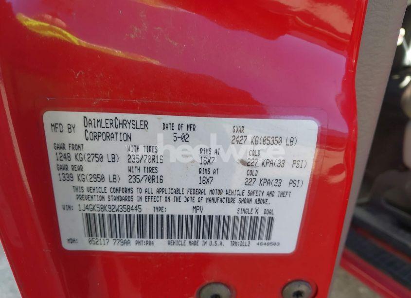 Photo 9 of 2002 Jeep Liberty LIMITED EDITION (VIN 1J4GK58K92W358445)