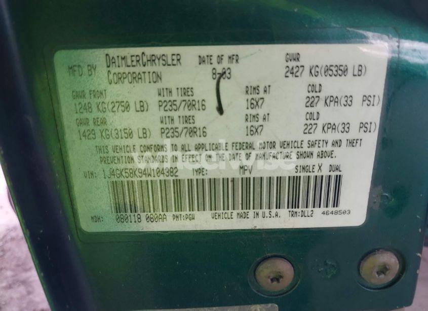 Photo 9 of 2004 Jeep Liberty LIMITED EDITION (VIN 1J4GK58K94W104382)