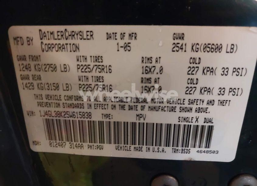 Photo 9 of 2005 Jeep Liberty RENEGADE (VIN 1J4GL38K25W615838)