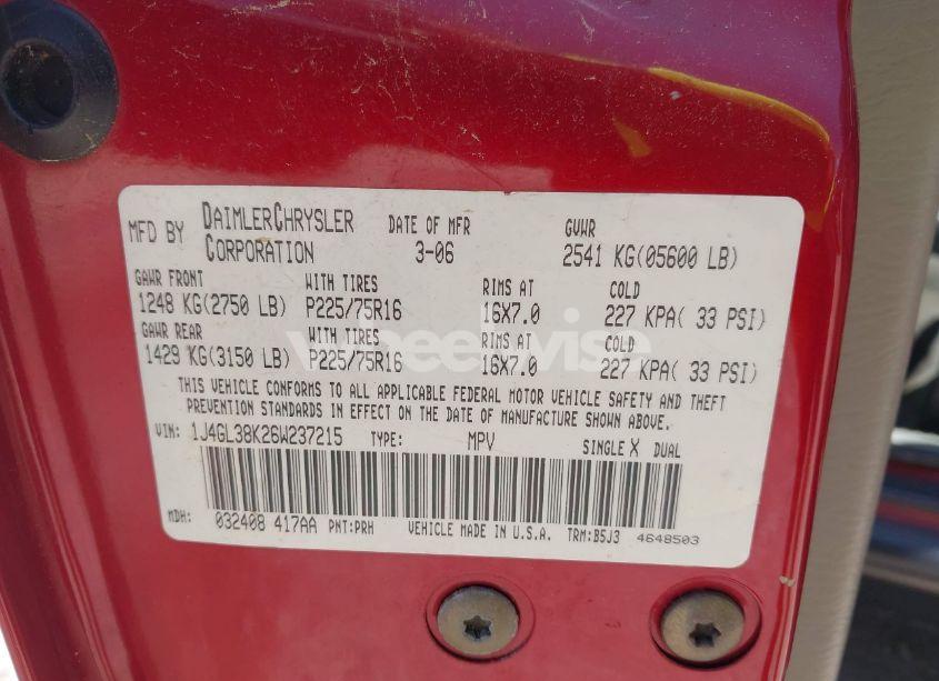 Photo 9 of 2006 Jeep Liberty RENEGADE (VIN 1J4GL38K26W237215)