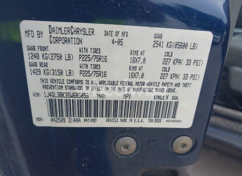 Photo 9 of 2005 Jeep Liberty RENEGADE (VIN 1J4GL38K35W685056)