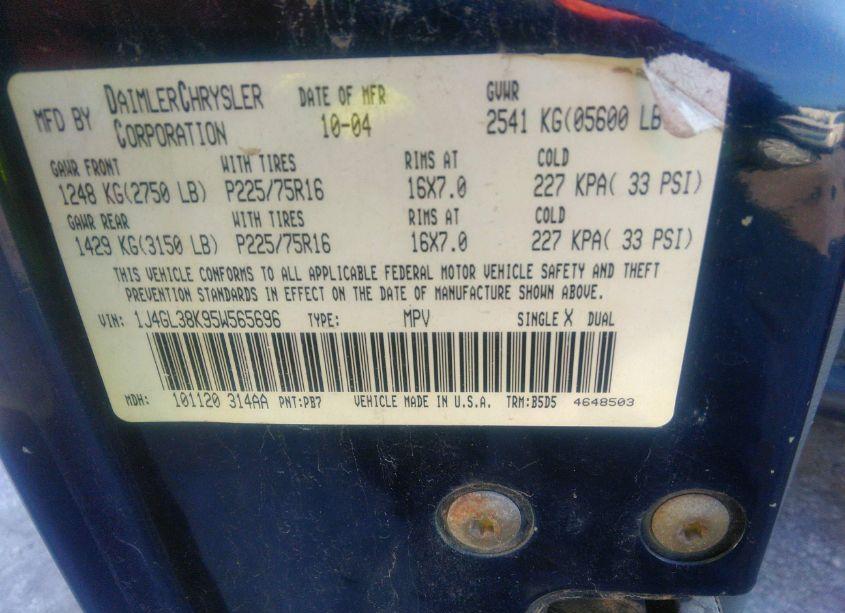 Photo 9 of 2005 Jeep Liberty RENEGADE (VIN 1J4GL38K95W565696)