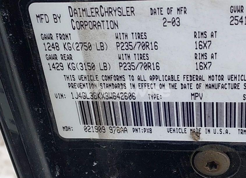 Photo 9 of 2003 Jeep Liberty RENEGADE (VIN 1J4GL38KX3W642606)