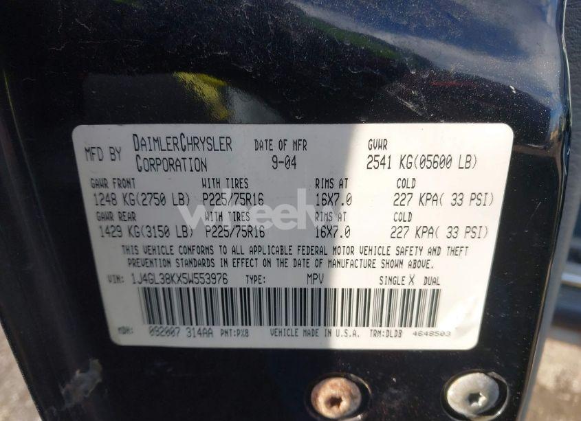 Photo 9 of 2005 Jeep Liberty RENEGADE (VIN 1J4GL38KX5W553976)