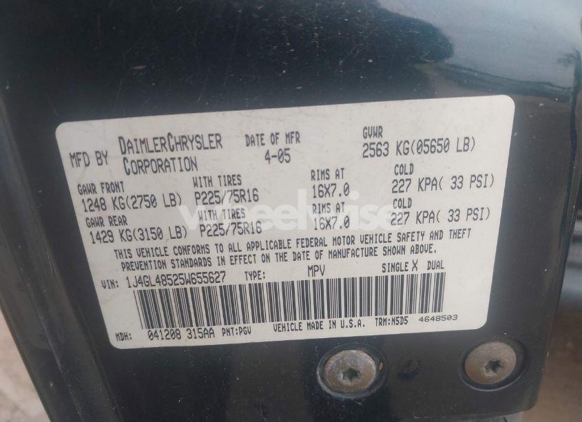 Photo 9 of 2005 Jeep Liberty SPORT (VIN 1J4GL48525W655627)