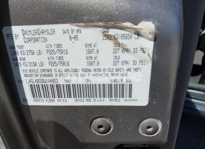 Photo 9 of 2006 Jeep Liberty SPORT (VIN 1J4GL48556W104853)