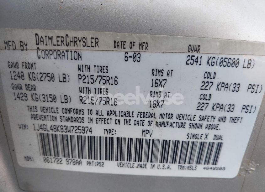 Photo 9 of 2002 Jeep Liberty SPORT (VIN 1J4GL48K02W297963)