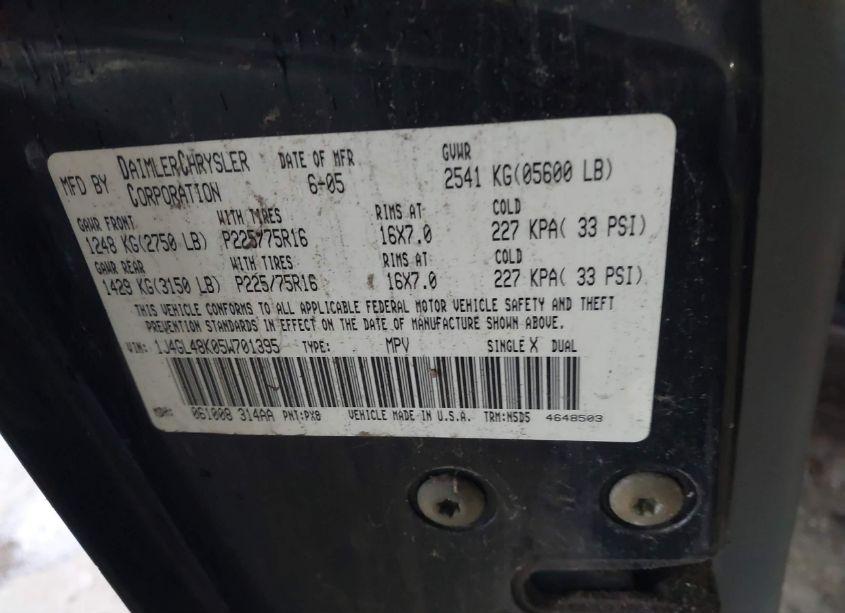 Photo 9 of 2005 Jeep Liberty SPORT (VIN 1J4GL48K05W701395)