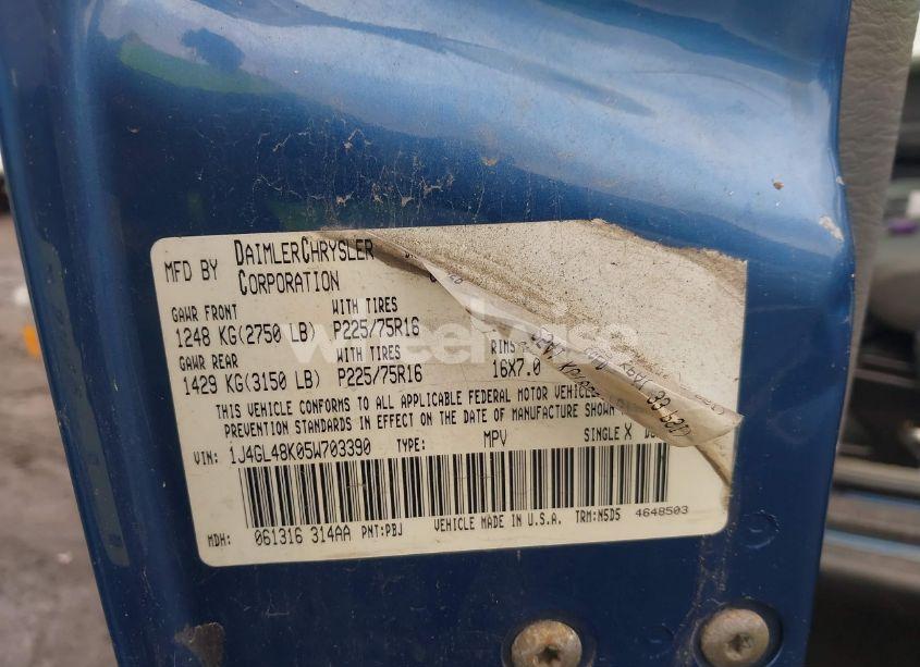 Photo 9 of 2005 Jeep Liberty SPORT (VIN 1J4GL48K05W703390)