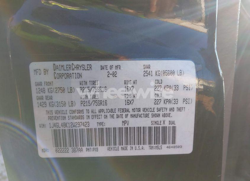 Photo 9 of 2002 Jeep Liberty SPORT (VIN 1J4GL48K12W297423)