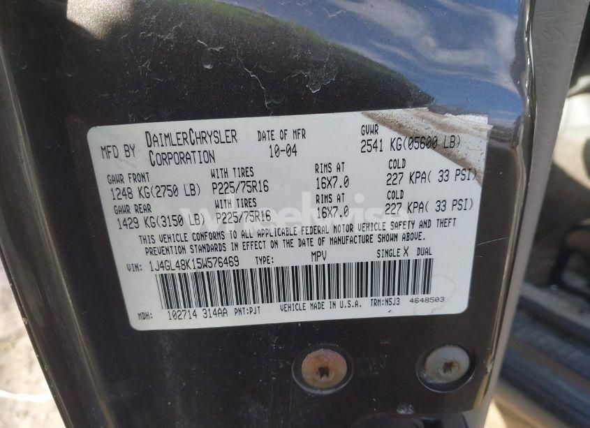 Photo 9 of 2005 Jeep Liberty SPORT (VIN 1J4GL48K15W576469)