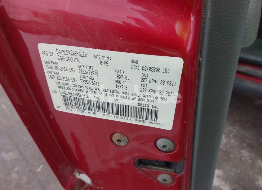 Photo 9 of 2007 Jeep Liberty SPORT (VIN 1J4GL48K17W524018)