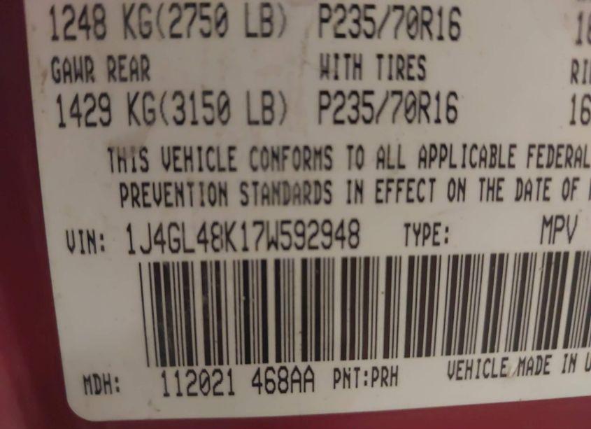Photo 9 of 2007 Jeep Liberty SPORT (VIN 1J4GL48K17W592948)