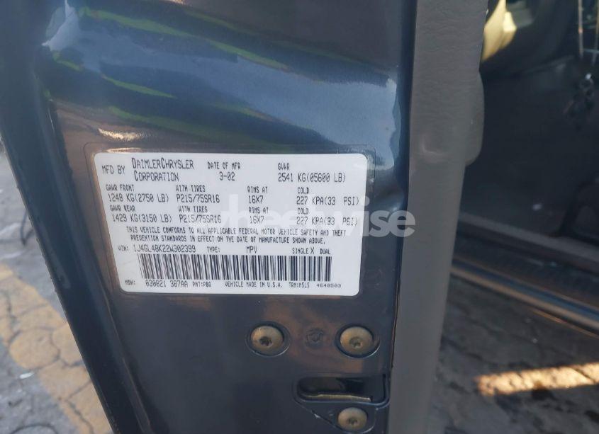 Photo 9 of 2002 Jeep Liberty SPORT (VIN 1J4GL48K22W302399)