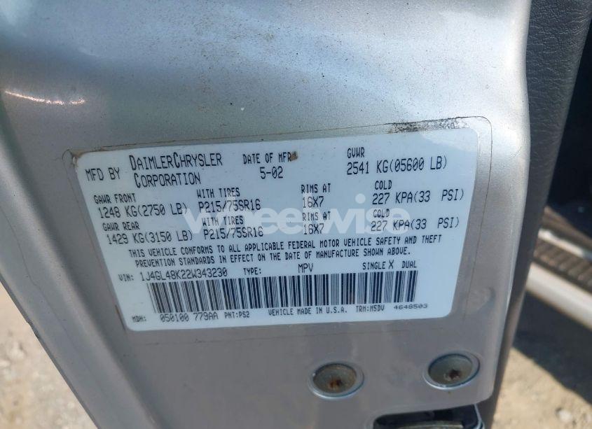 Photo 9 of 2002 Jeep Liberty SPORT (VIN 1J4GL48K22W343230)