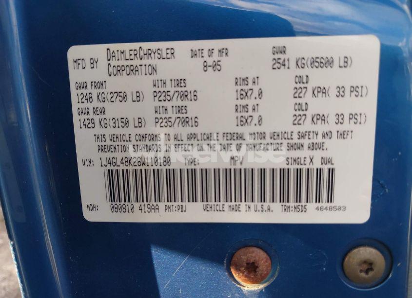 Photo 9 of 2006 Jeep Liberty SPORT (VIN 1J4GL48K26W110180)