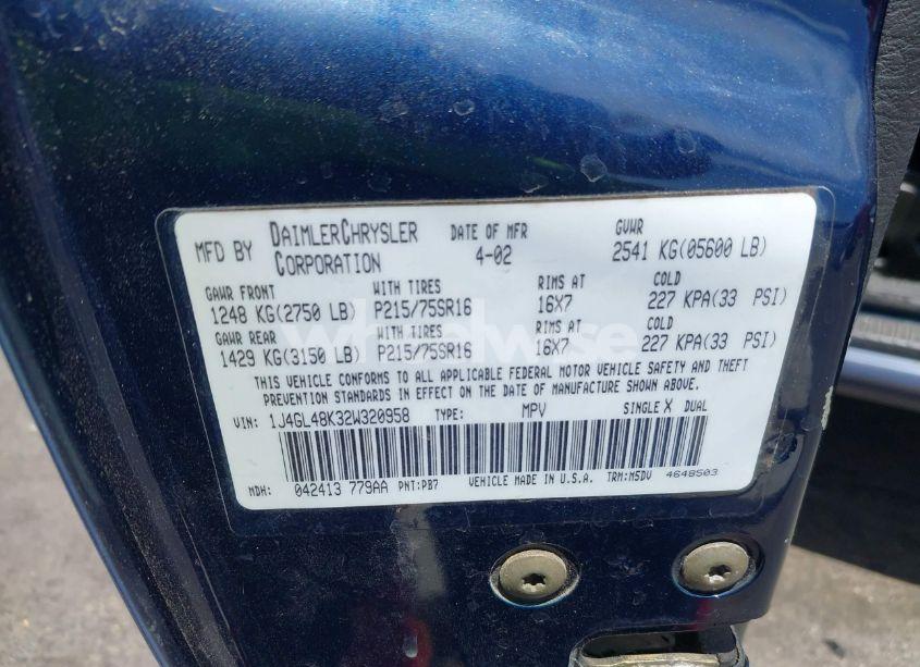 Photo 9 of 2002 Jeep Liberty SPORT (VIN 1J4GL48K32W320958)