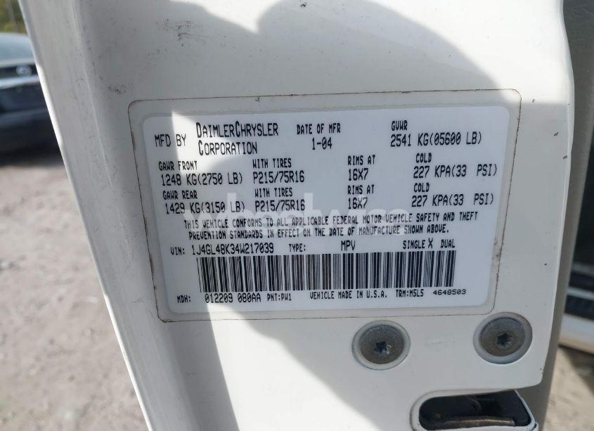 Photo 9 of 2004 Jeep Liberty SPORT (VIN 1J4GL48K34W217039)