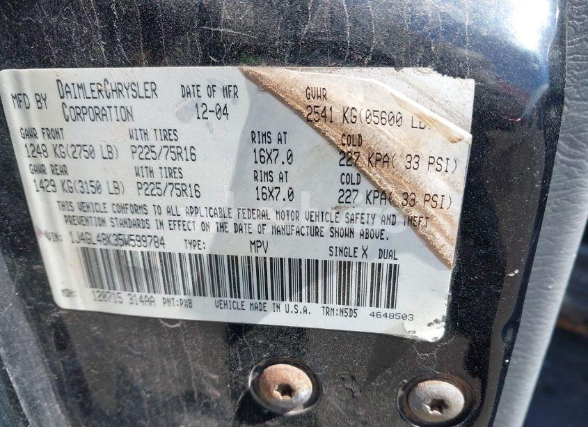 Photo 9 of 2005 Jeep Liberty SPORT (VIN 1J4GL48K35W599784)