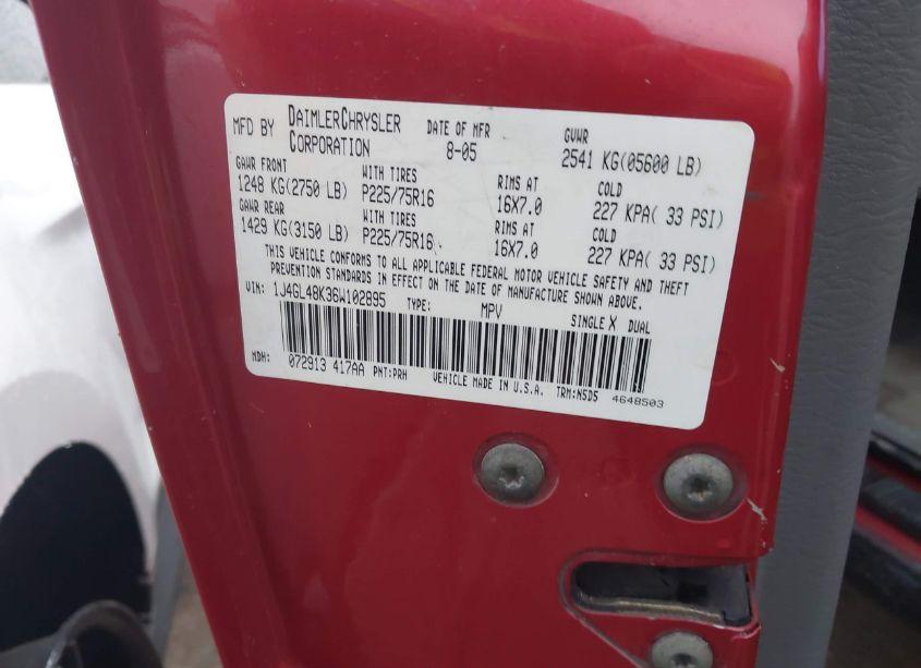 Photo 9 of 2006 Jeep Liberty SPORT (VIN 1J4GL48K36W102895)