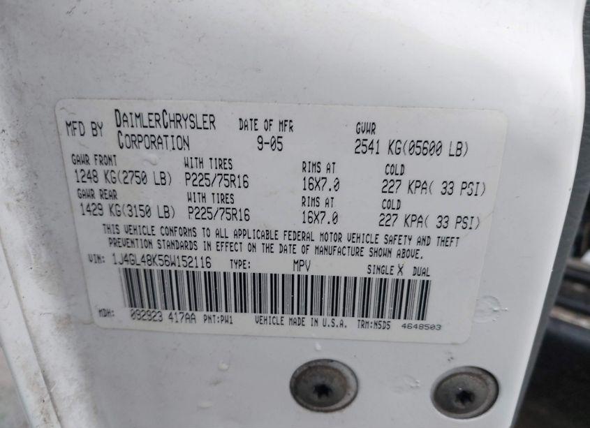 Photo 9 of 2006 Jeep Liberty SPORT (VIN 1J4GL48K56W152116)