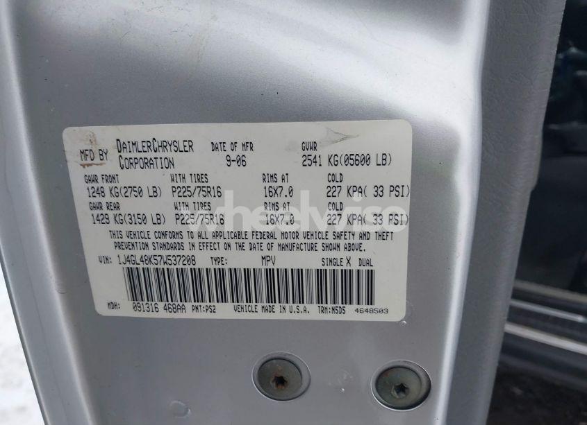 Photo 9 of 2007 Jeep Liberty SPORT (VIN 1J4GL48K57W537208)