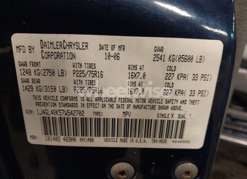 Photo 9 of 2007 Jeep Liberty SPORT (VIN 1J4GL48K57W542702)