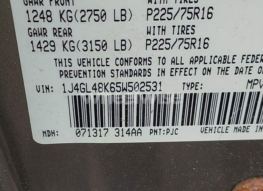 Photo 9 of 2005 Jeep Liberty SPORT (VIN 1J4GL48K65W502531)