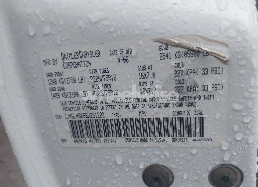 Photo 9 of 2006 Jeep Liberty SPORT (VIN 1J4GL48K66W251222)