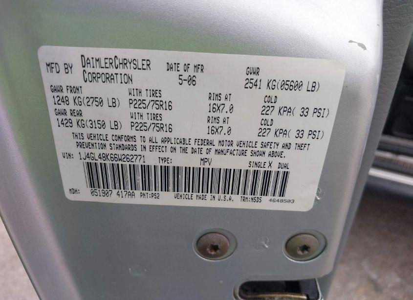 Photo 9 of 2006 Jeep Liberty SPORT (VIN 1J4GL48K66W262771)