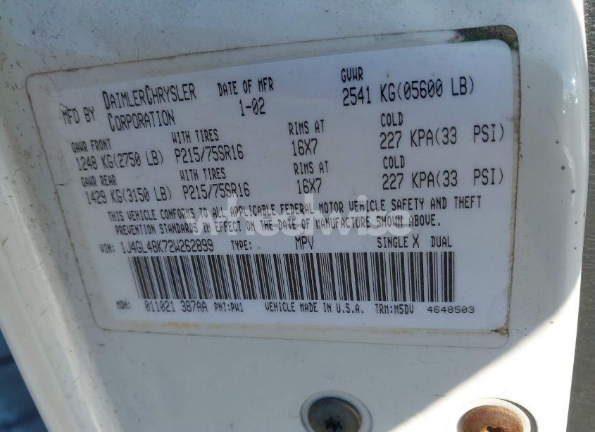 Photo 9 of 2002 Jeep Liberty SPORT (VIN 1J4GL48K72W262899)