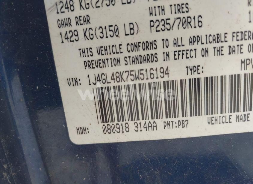 Photo 9 of 2005 Jeep Liberty SPORT (VIN 1J4GL48K75W516194)