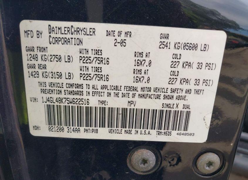 Photo 9 of 2005 Jeep Liberty SPORT (VIN 1J4GL48K75W622516)