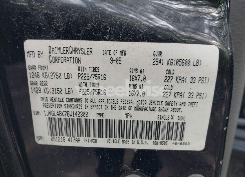 Photo 9 of 2006 Jeep Liberty SPORT (VIN 1J4GL48K76W142302)