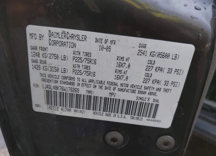 Photo 9 of 2006 Jeep Liberty SPORT (VIN 1J4GL48K76W176269)