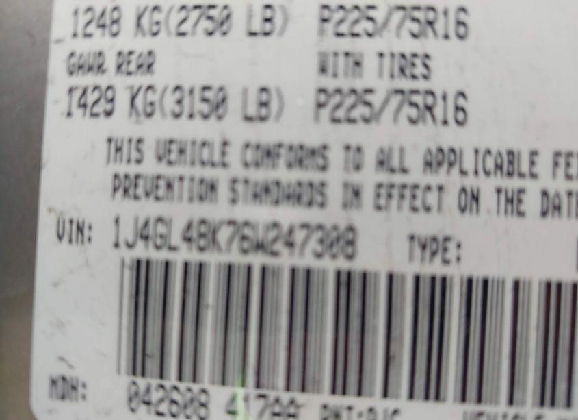 Photo 9 of 2006 Jeep Liberty SPORT (VIN 1J4GL48K76W247308)