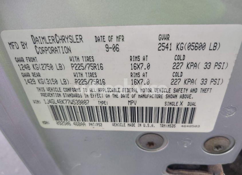 Photo 9 of 2007 Jeep Liberty SPORT (VIN 1J4GL48K77W539087)