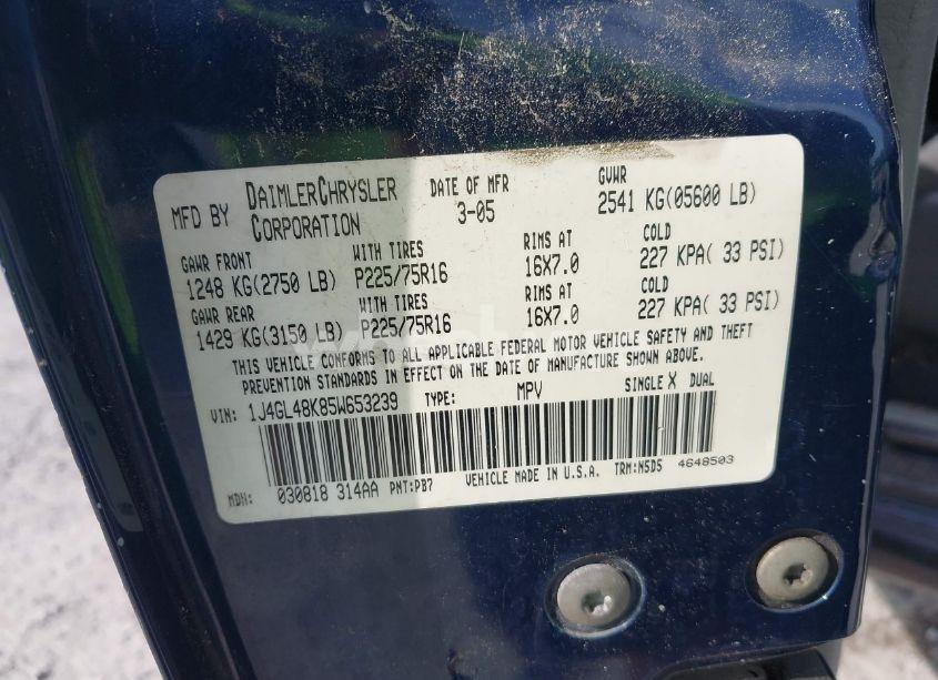 Photo 9 of 2005 Jeep Liberty SPORT (VIN 1J4GL48K85W653239)