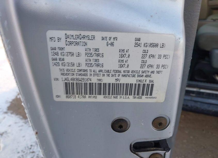 Photo 9 of 2006 Jeep Liberty SPORT (VIN 1J4GL48K86W291074)