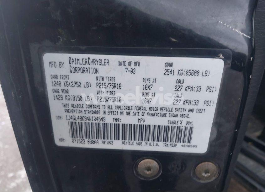 Photo 9 of 2004 Jeep Liberty SPORT (VIN 1J4GL48K94W104549)