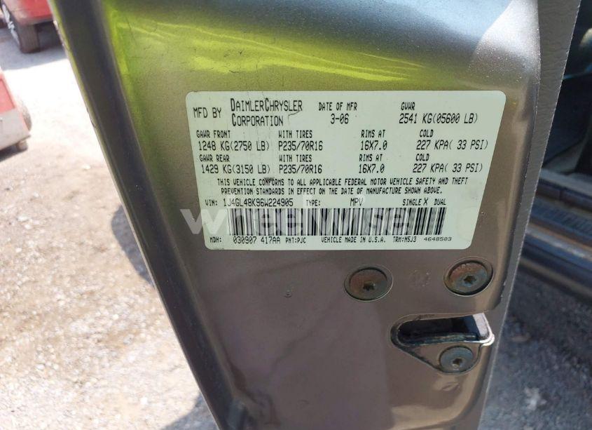 Photo 9 of 2006 Jeep Liberty SPORT (VIN 1J4GL48K96W224905)