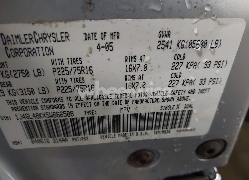 Photo 9 of 2005 Jeep Liberty SPORT (VIN 1J4GL48KX5W666588)