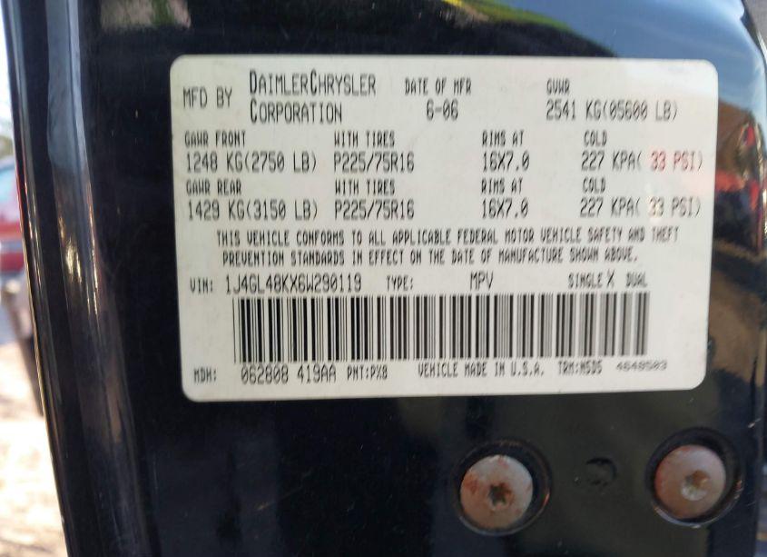 Photo 9 of 2006 Jeep Liberty SPORT (VIN 1J4GL48KX6W290119)