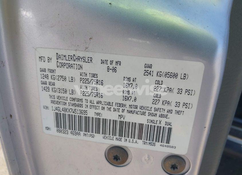 Photo 9 of 2007 Jeep Liberty SPORT (VIN 1J4GL48KX7W513695)