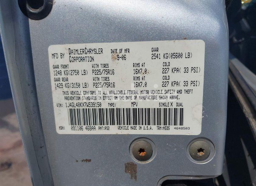 Photo 9 of 2007 Jeep Liberty SPORT (VIN 1J4GL48KX7W539150)