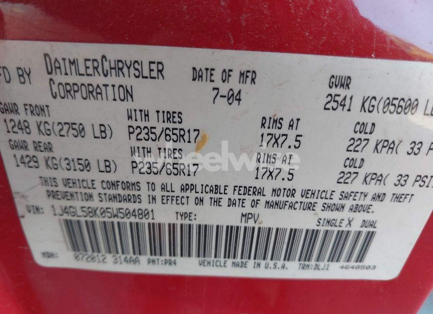 Photo 9 of 2005 Jeep Liberty LIMITED EDITION (VIN 1J4GL58K05W504801)