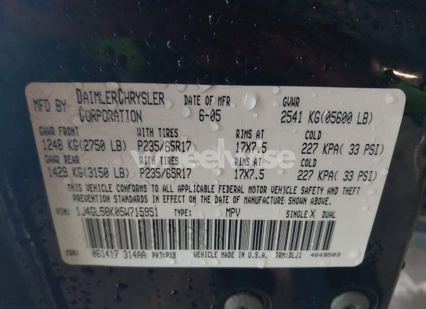 Photo 9 of 2005 Jeep Liberty LIMITED (VIN 1J4GL58K05W715951)