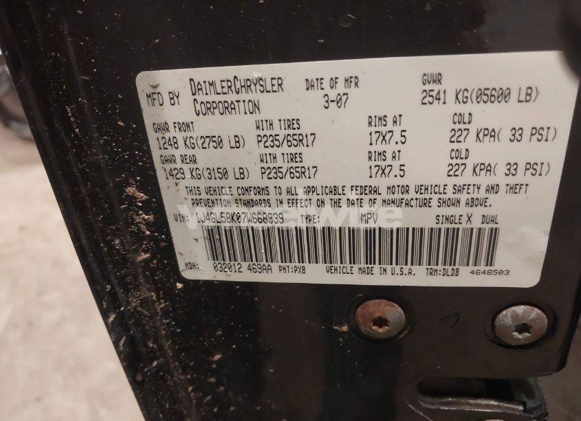 Photo 9 of 2007 Jeep Liberty LIMITED EDITION (VIN 1J4GL58K07W668939)